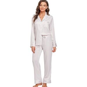 Delicacy White Striped Pajama Set Intimates